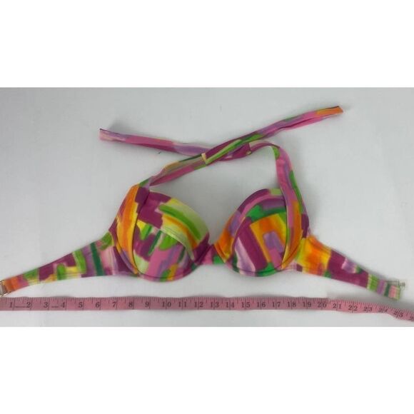 Victoria's Secret Swimsuit Top Colorful Bikini Halter Beach Swim - Size 36C - Picture 4 of 5